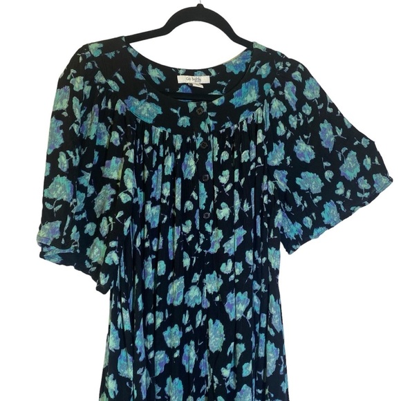 GO SOFTLY PATIO CAFTAN dress women sz Small flowy loose lightweight comfy floral - Picture 2 of 7